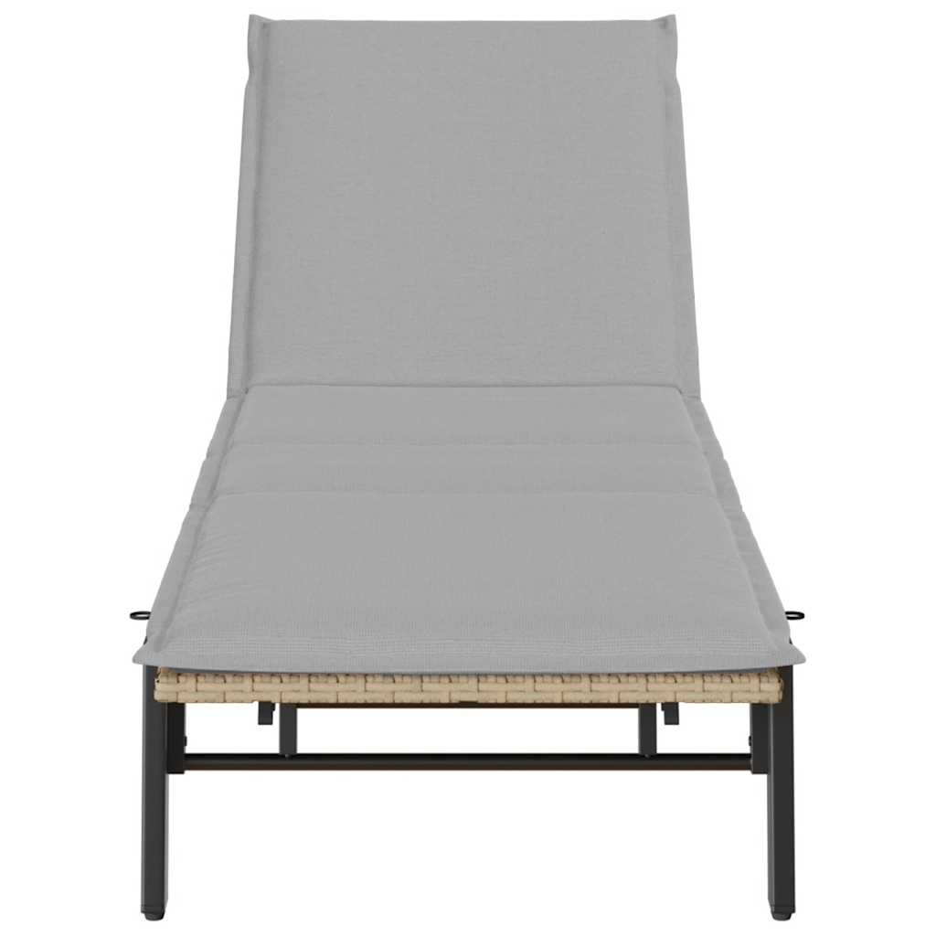 Sonnenliege mit Auflage Beige Poly Rattan