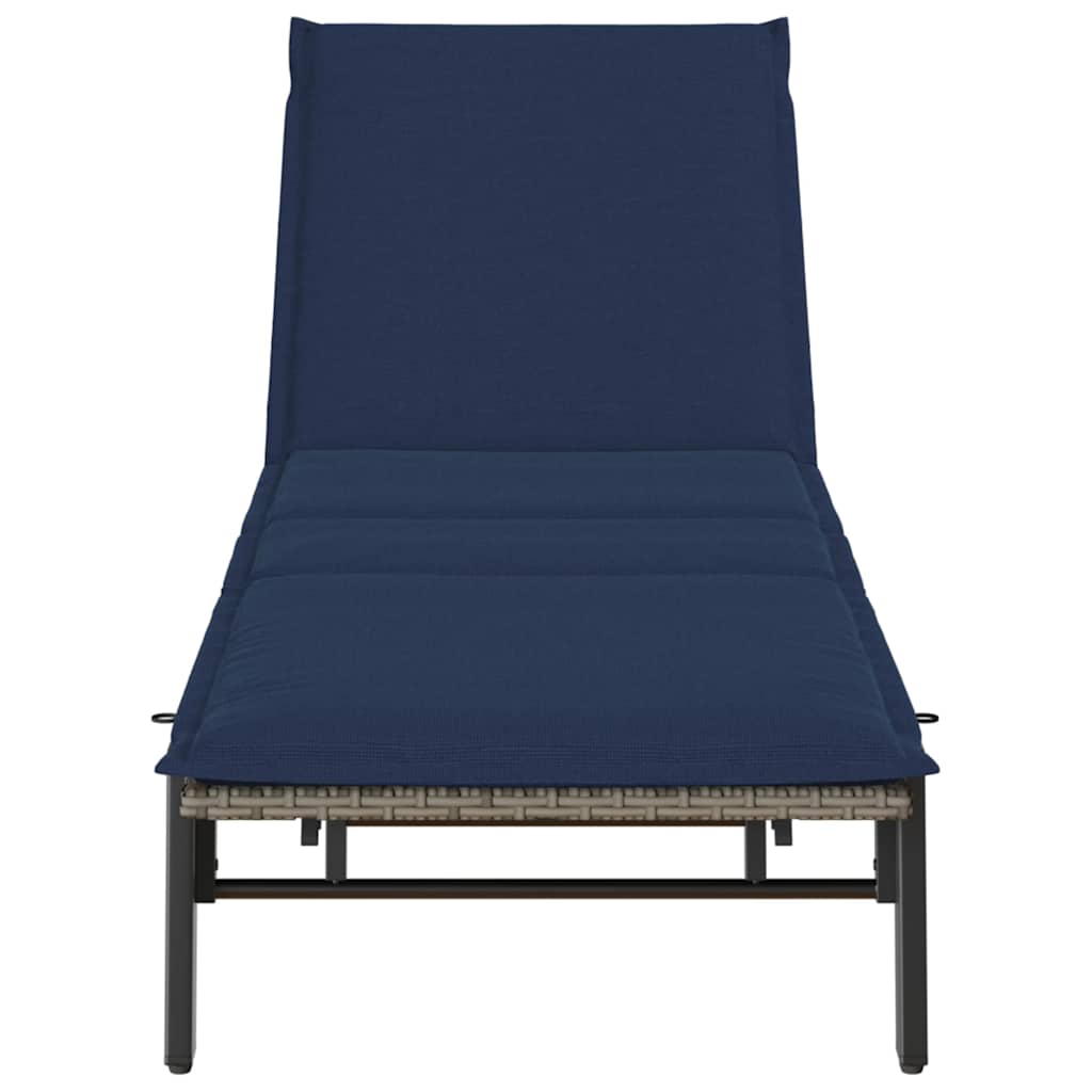 Sonnenliege mit Auflage Grau Poly Rattan