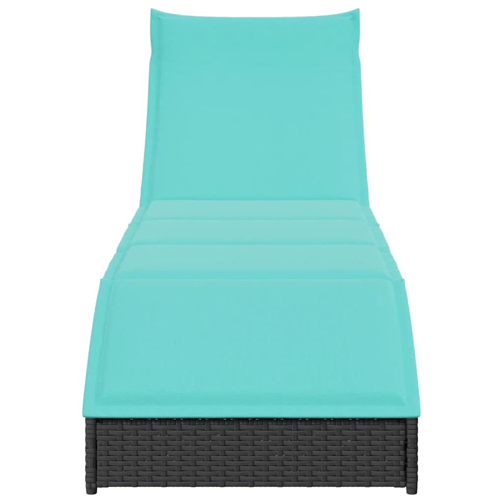 Klappliege mit Auflage und Stauraum Schwarz Poly-Rattan