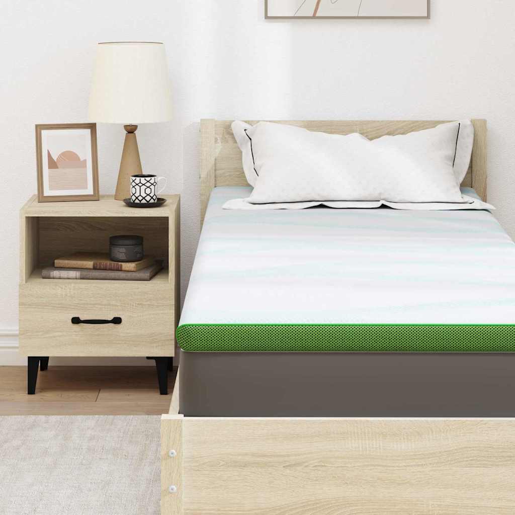 Matratzenauflage Weiß und Grün 80 x 200 cm Jacquard Stoff