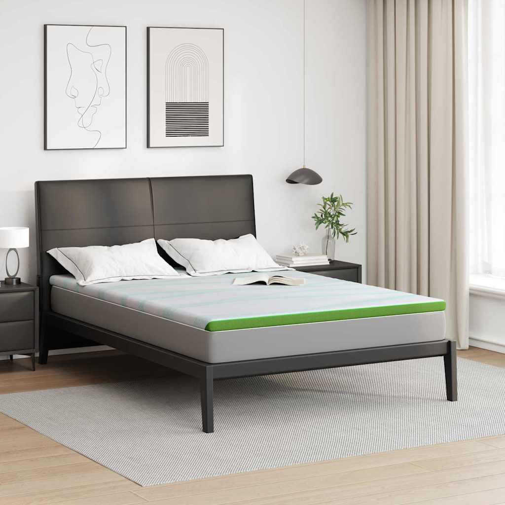 Matratzenauflage Weiß und Grün 140 x 190 cm Jacquard Stoff