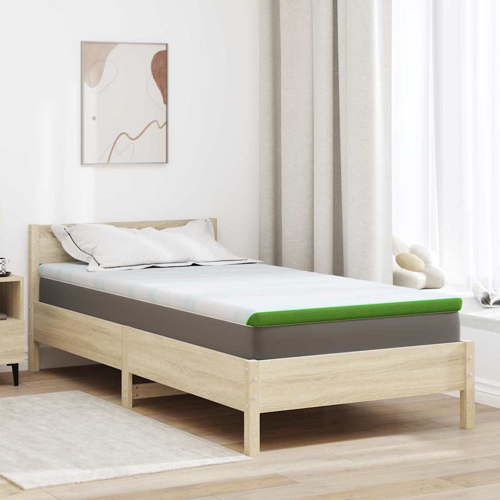 Matratzenauflage Weiß und Grün 90 x 200 cm Jacquard Stoff