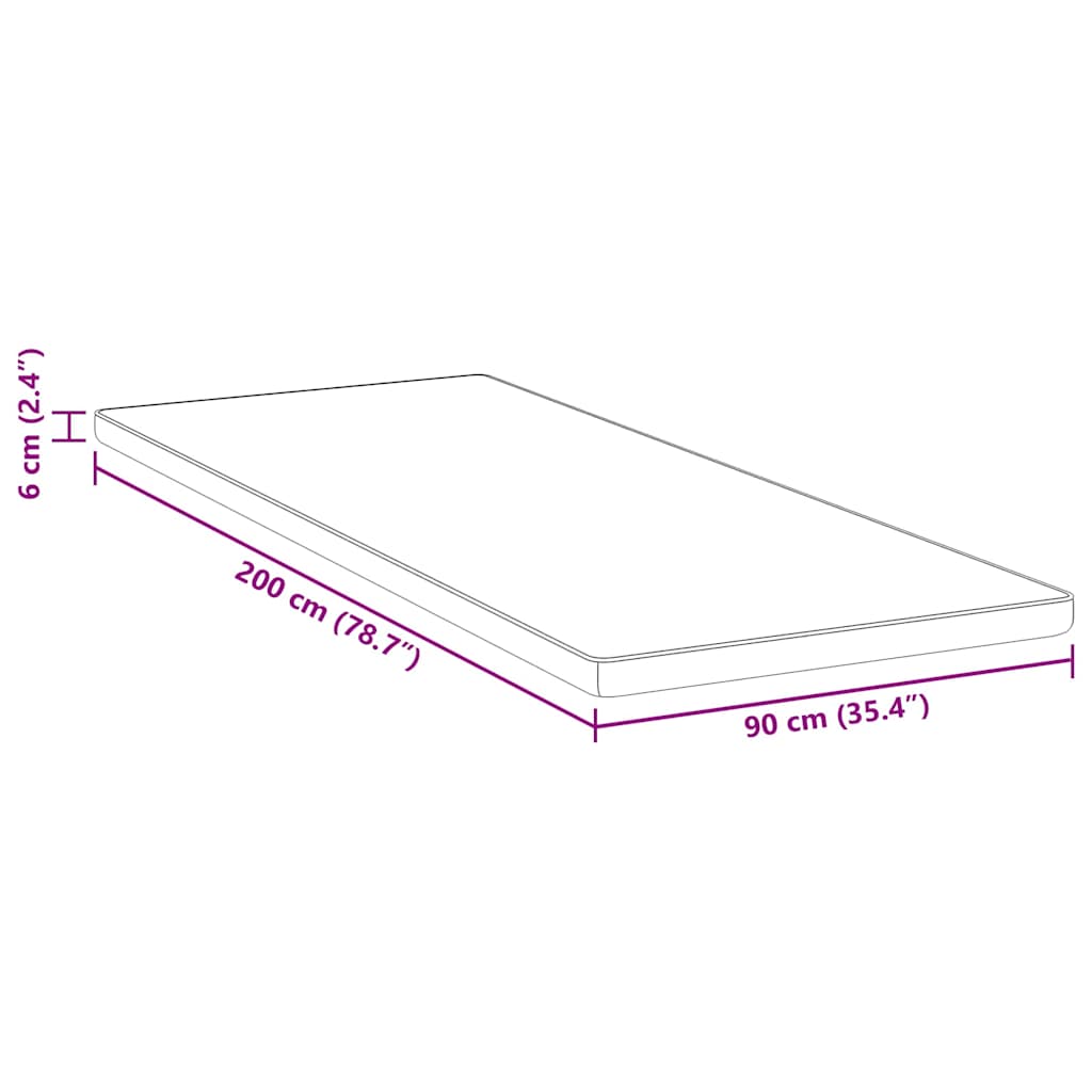 Matratzenauflage Weiß 90 x 200 cm Jacquard-Stoff