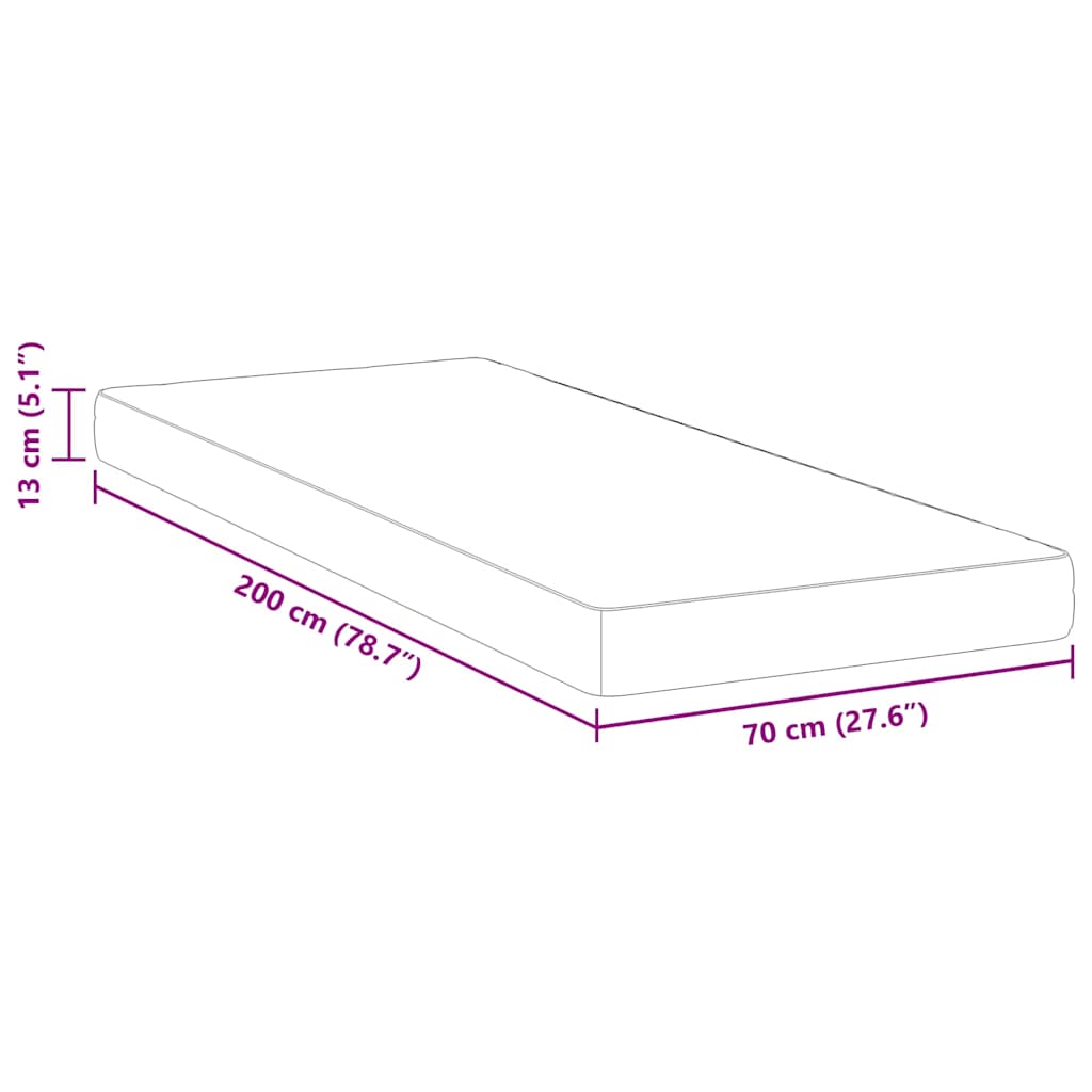 Matratze Weiß 70 x 200 cm Jacquard-Stoff