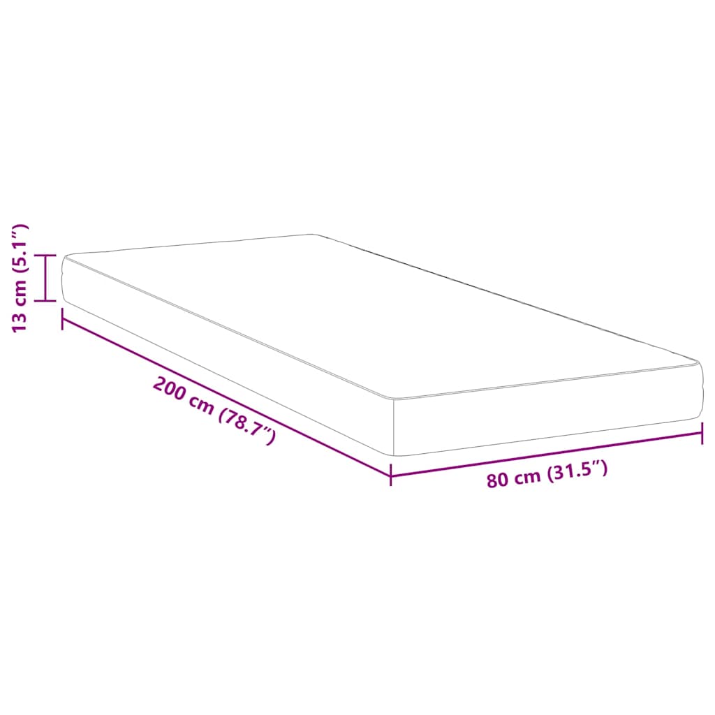 Matratze Weiß 80 x 200 cm Jacquard-Stoff