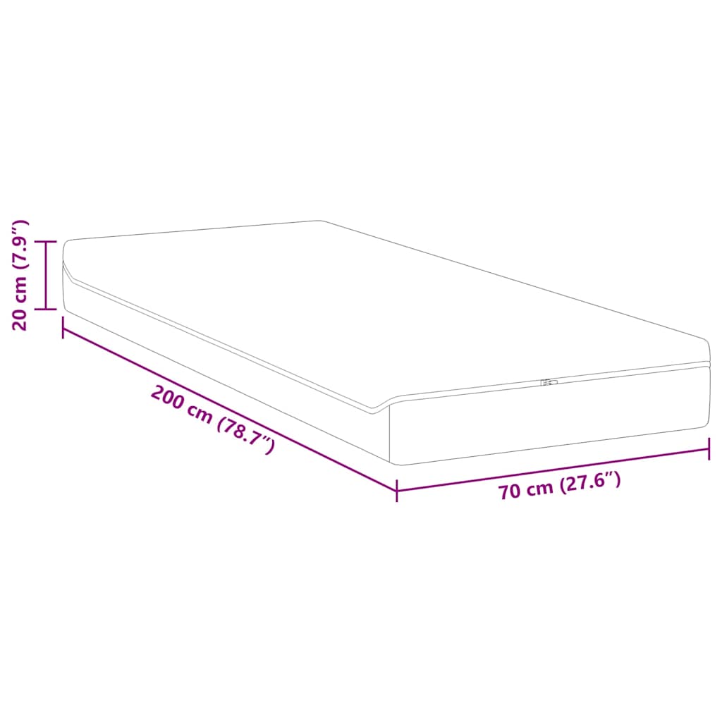 Matratze Weiß und Grau 70 x 200 cm Jacquard-Stoff