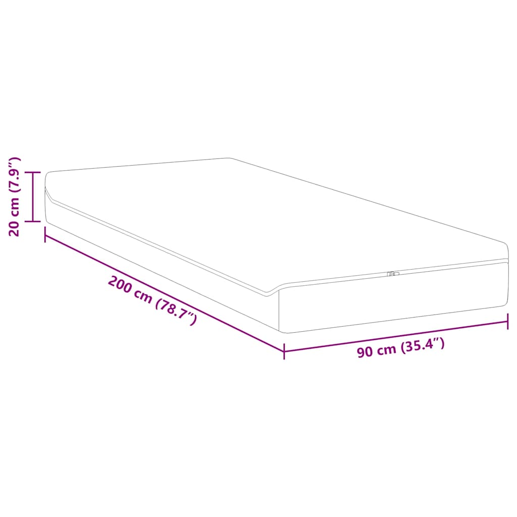 Matratze Weiß und Grau 90 x 200 cm Jacquard-Stoff