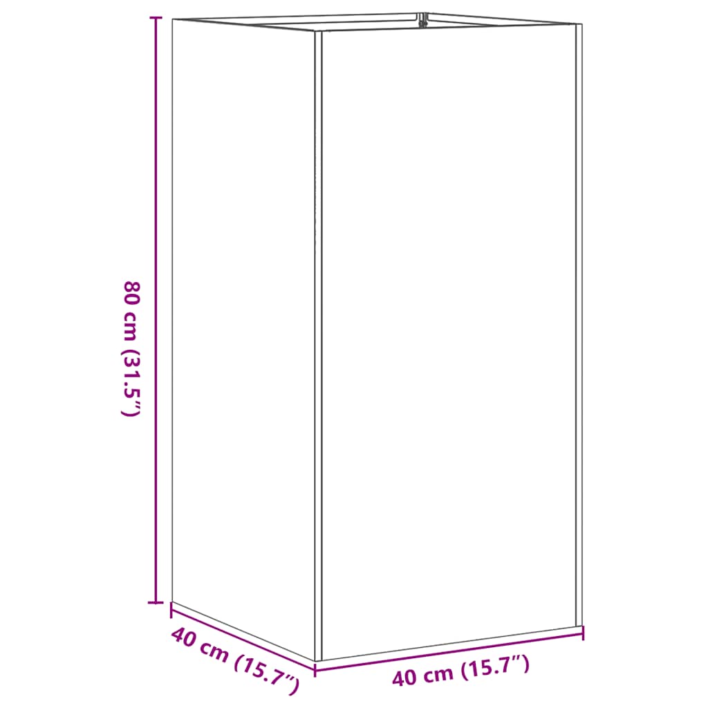 Pflanzkübel Anthrazit 40x40x80 cm Kaltgewalzter Stahl