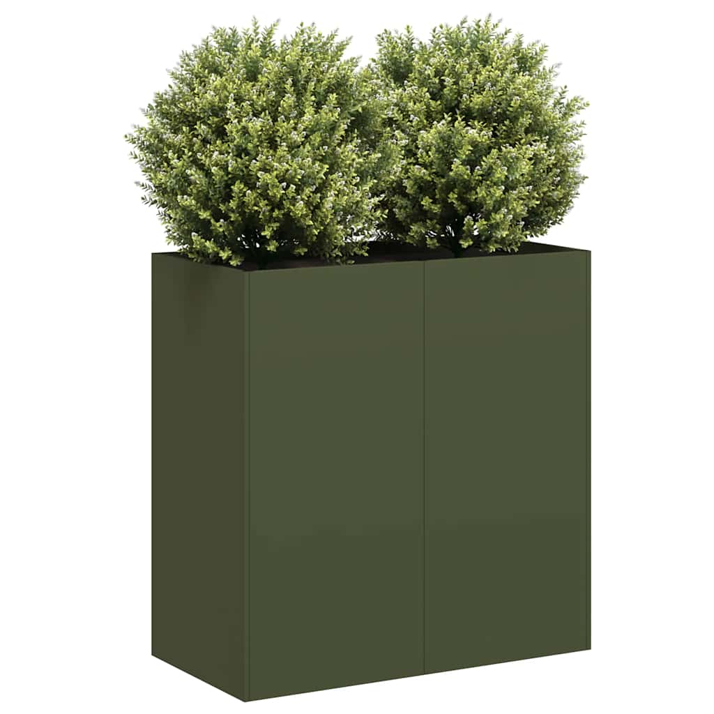 Pflanzkübel Olivgrün 80x40x80 cm Kaltgewalzter Stahl