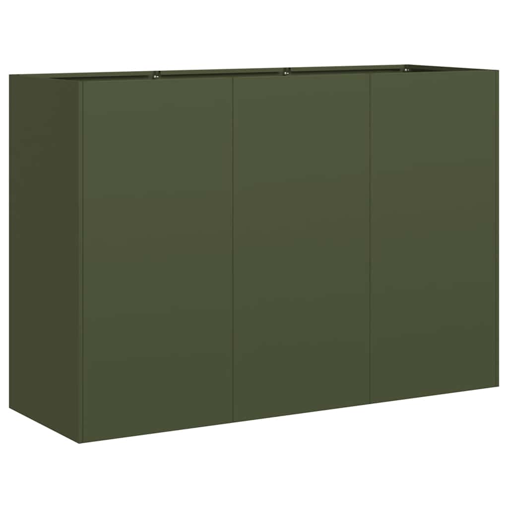 Pflanzkübel Olivgrün 120x40x80 cm Kaltgewalzter Stahl