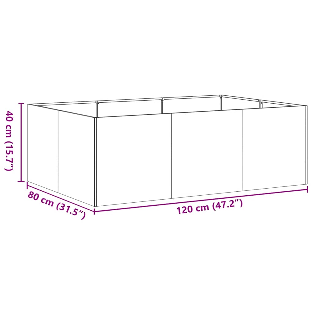 Pflanzkübel Anthrazit 120x80x40 cm Stahl