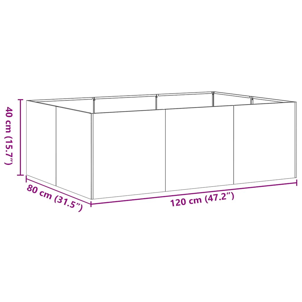 Pflanzkübel Olivgrün 120x80x40 cm Stahl
