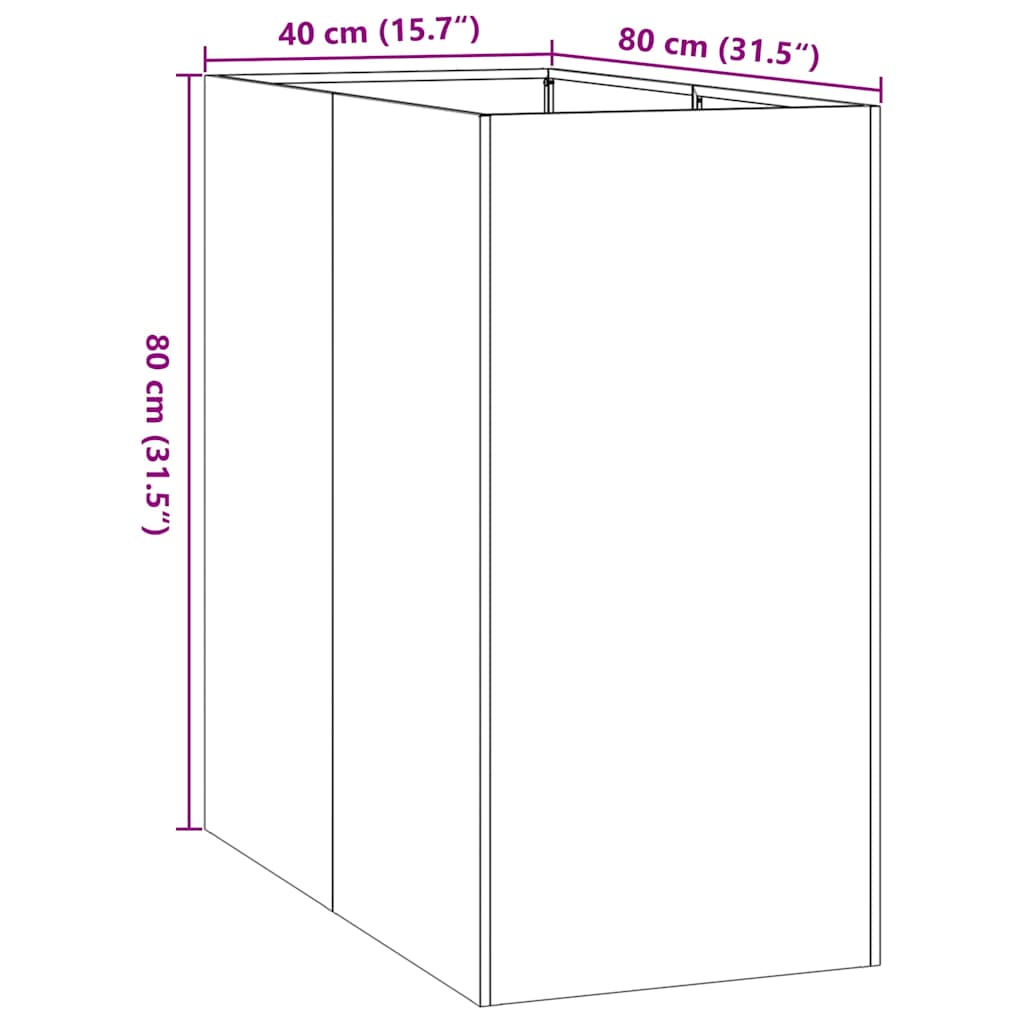Pflanzgefäß 40x80x80 cm Stahl verzinkt