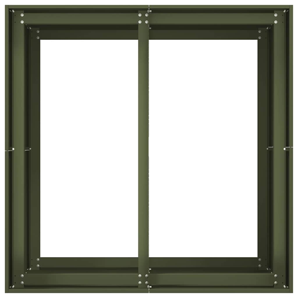 Pflanzgefäß Olivgrün 80x80x80 cm Stahl