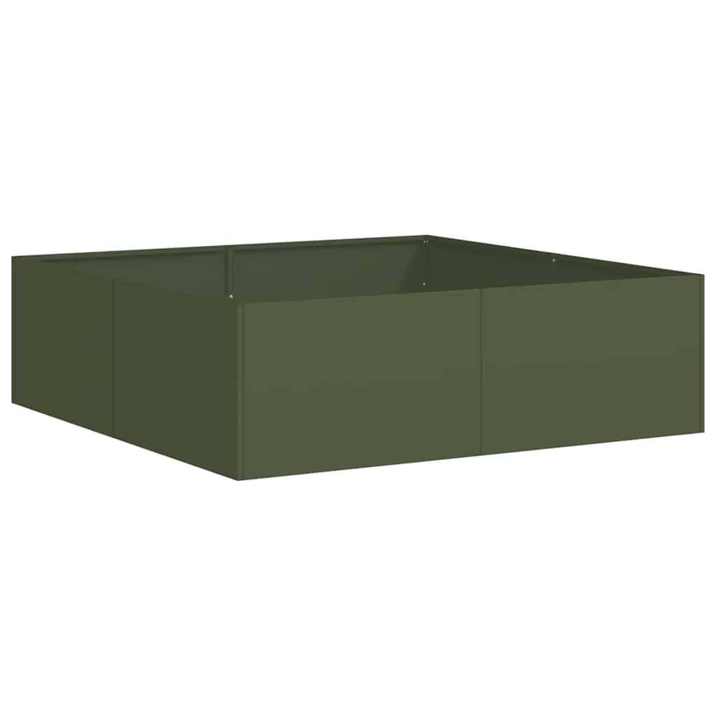 Pflanzkübel Olivgrün 100x100x30 cm Stahl