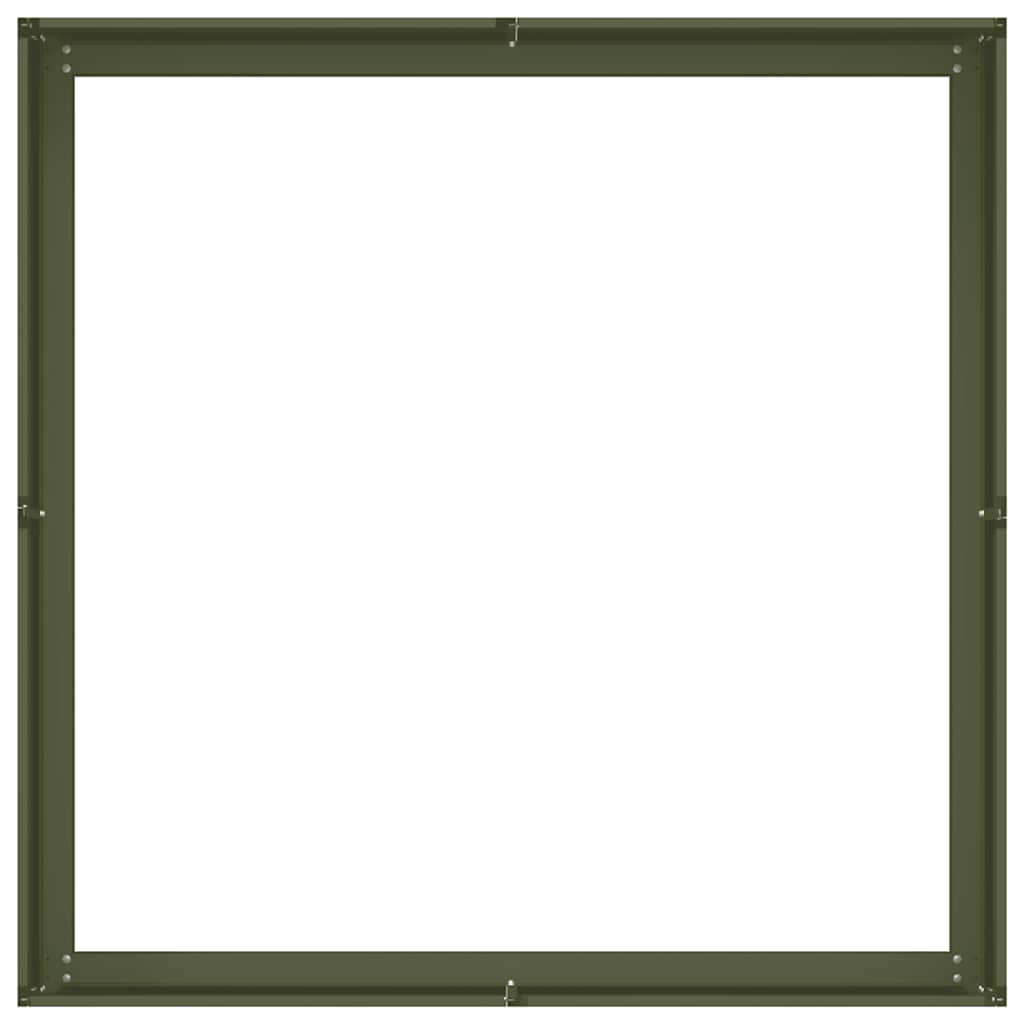 Pflanzkübel Olivgrün 100x100x30 cm Stahl