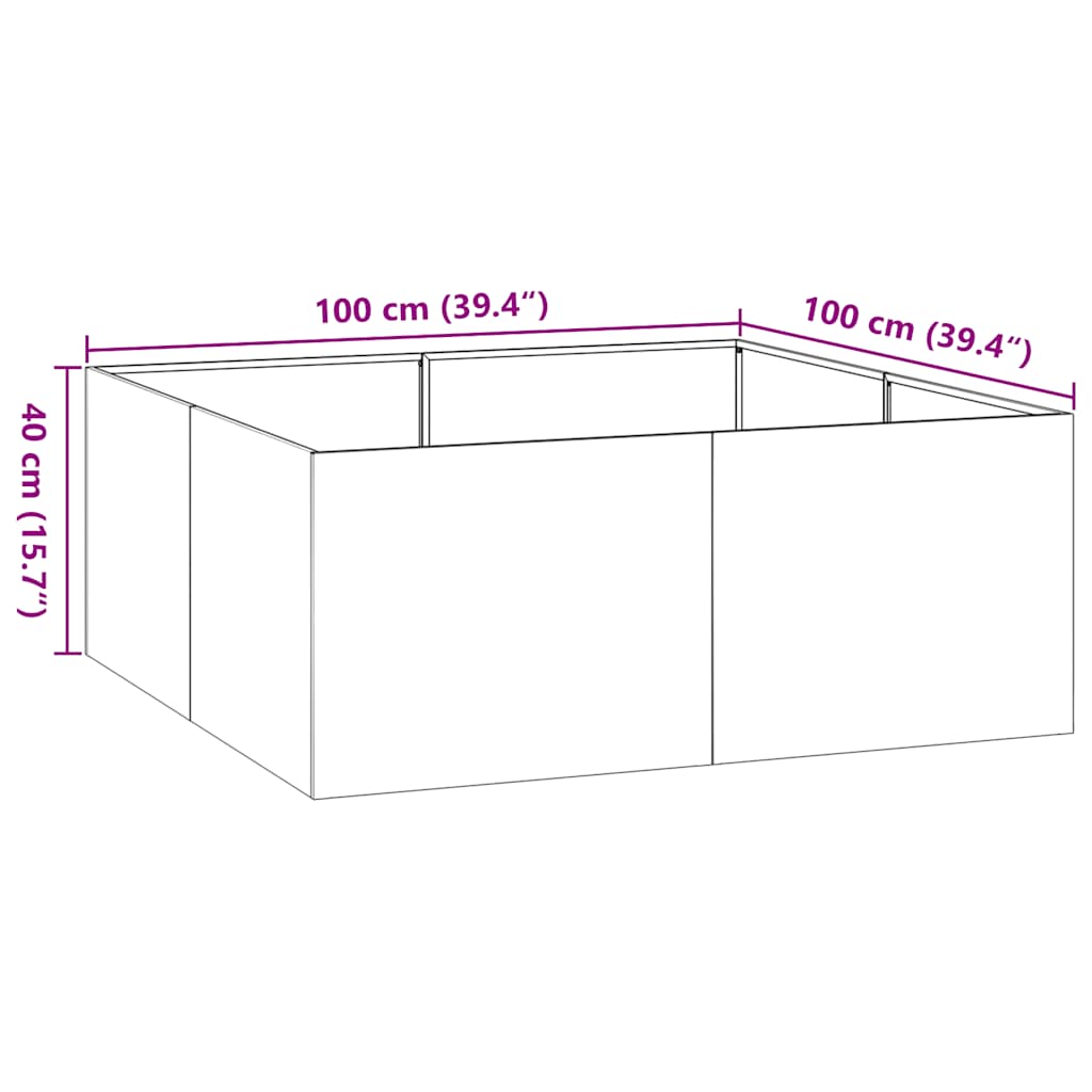 Pflanzkübel 100x100x40 cm Edelstahl