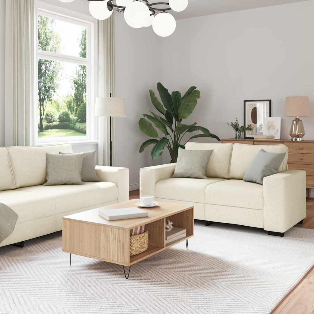 Sofa 3 pcs Beige 221 x 80 x 82 cm Leinenmischgewebe