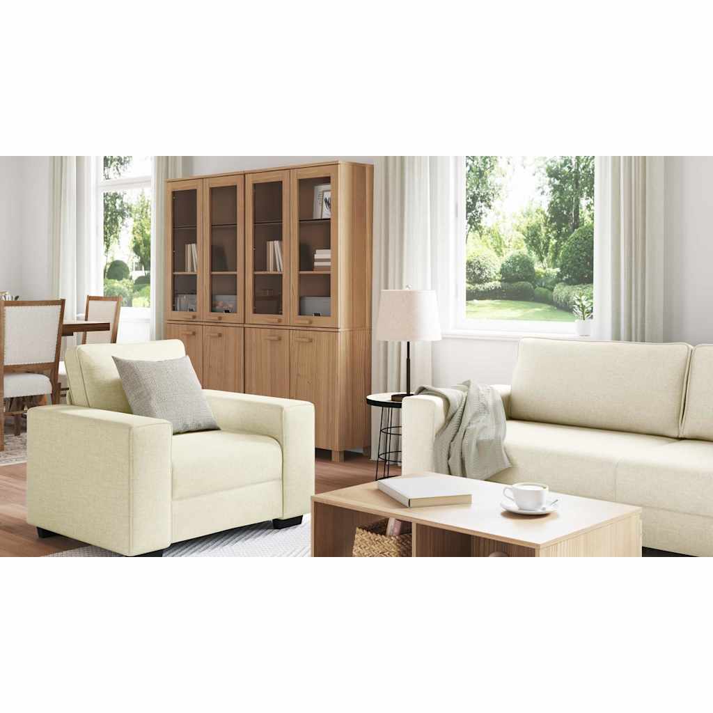Sofa 3 pcs Beige 221 x 80 x 82 cm Leinenmischgewebe