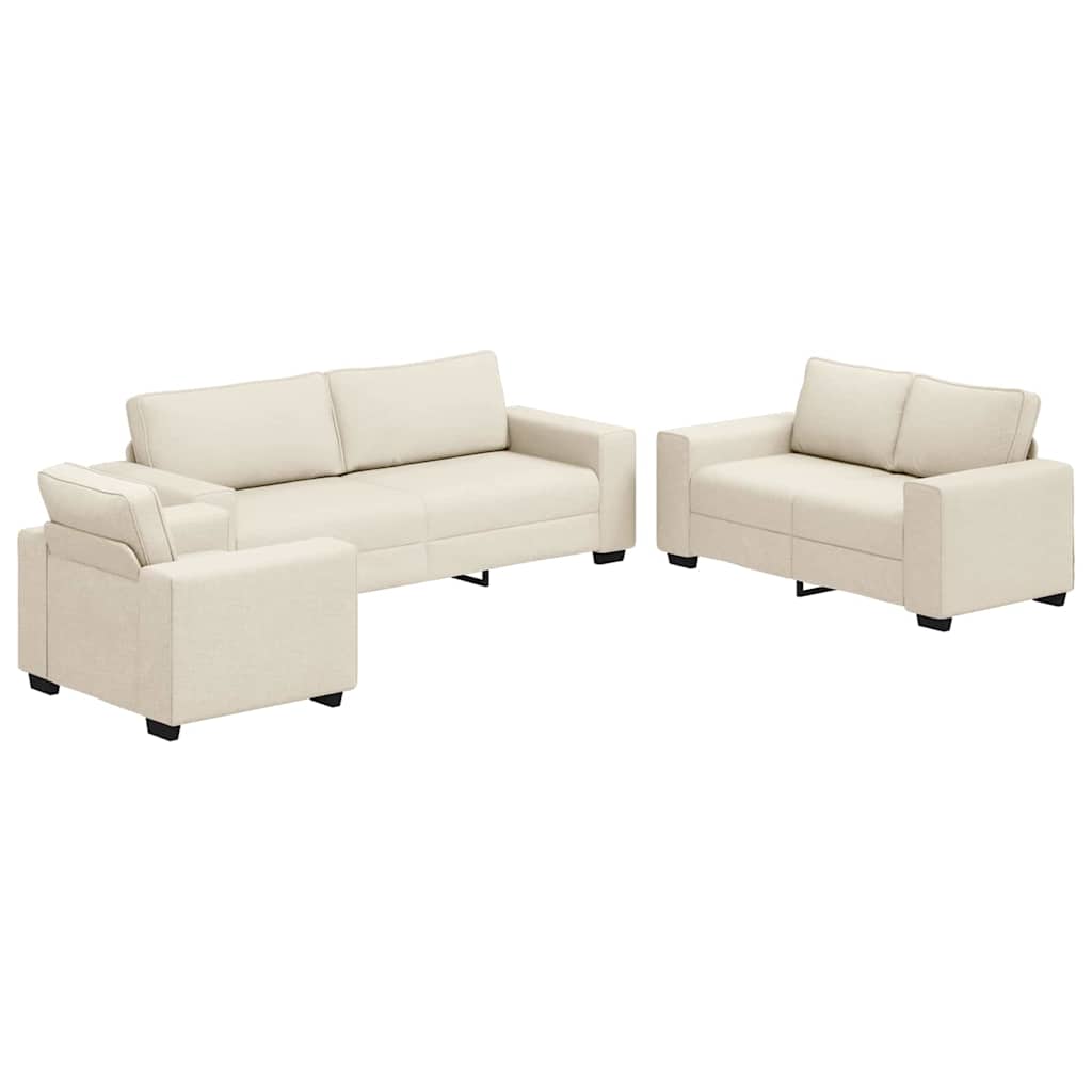 Sofa 3 pcs Beige 221 x 80 x 82 cm Leinenmischgewebe