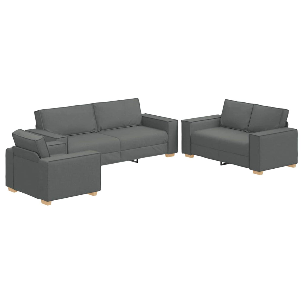 Sofa 3 pcs Dunkelgrau 220 x 80 x 84 cm Leinenmischgewebe