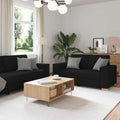 Sofa 3 pcs Schwarz 220 x 80 x 84 cm Leinenmischgewebe