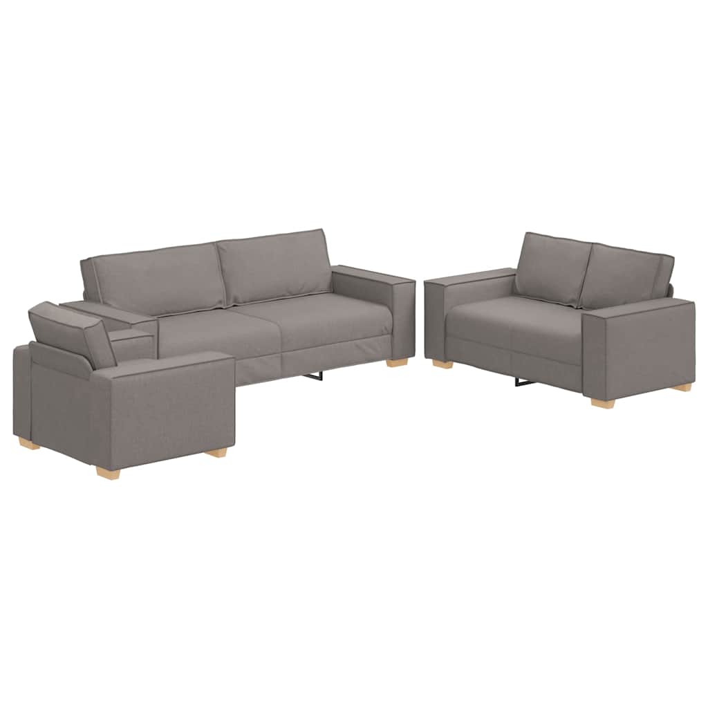Sofa 3 pcs Taupe 220 x 80 x 84 cm Leinenmischgewebe
