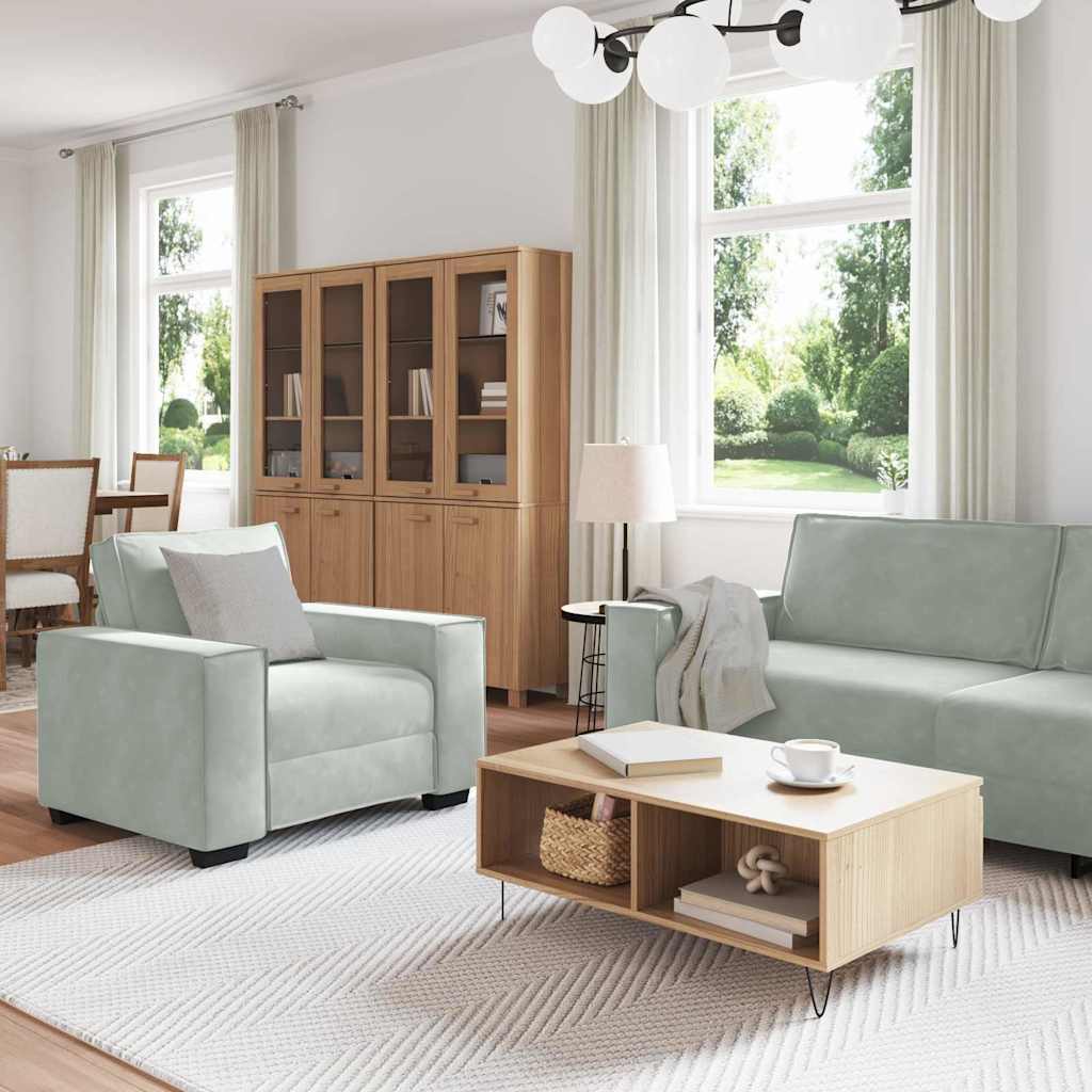 Sofa 3 pcs Hellgrau 220 x 80 x 84 cm Leinenmischgewebe