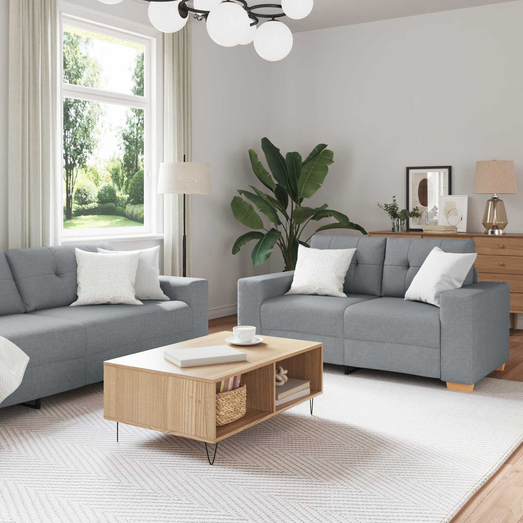Sofa 3 pcs Hellgrau 221 x 80 x 80 cm Leinenmischgewebe
