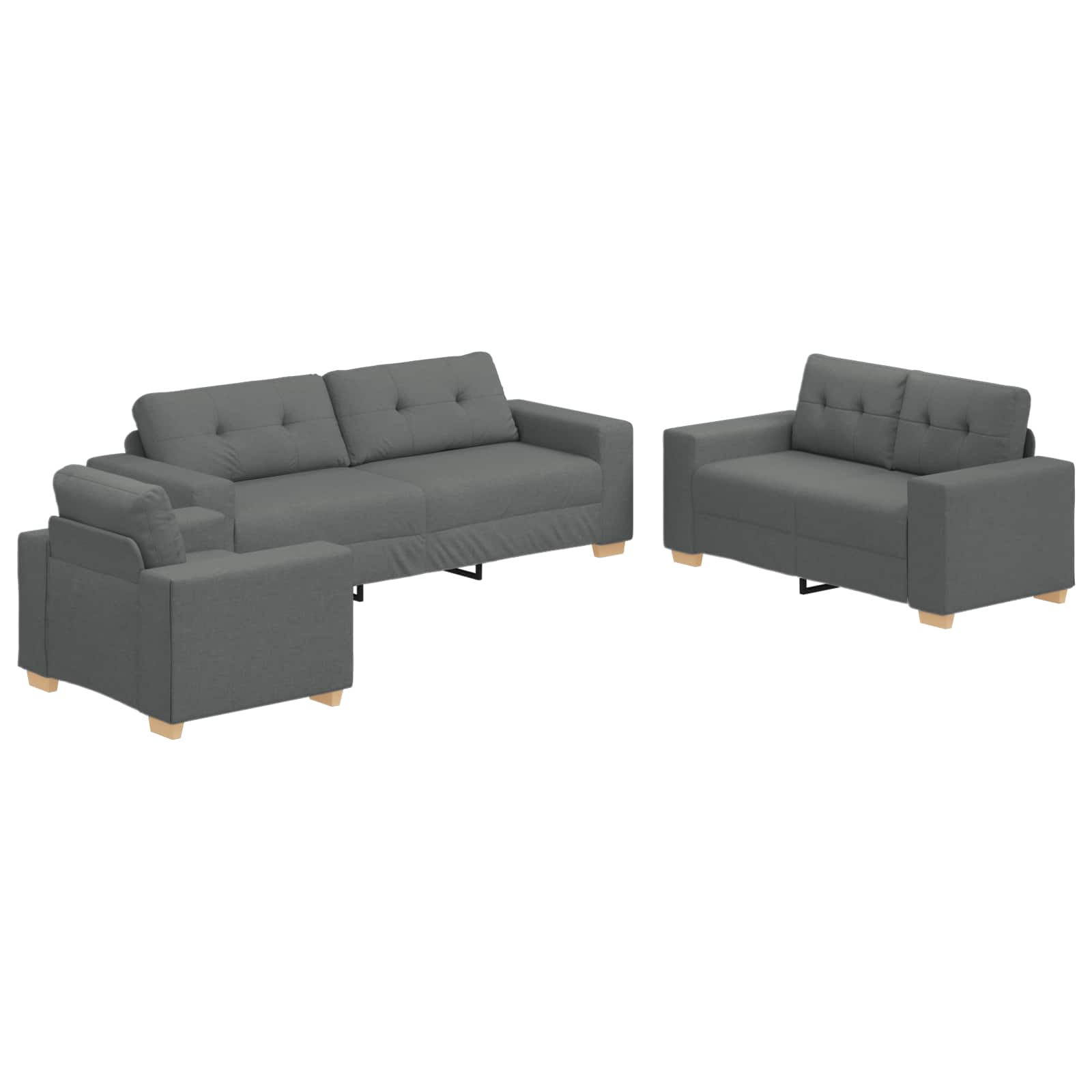 Sofa 3 pcs Dunkelgrau 221 x 80 x 80 cm Leinenmischgewebe