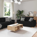 Sofa 3 pcs Schwarz 221 x 80 x 80 cm Leinenmischgewebe