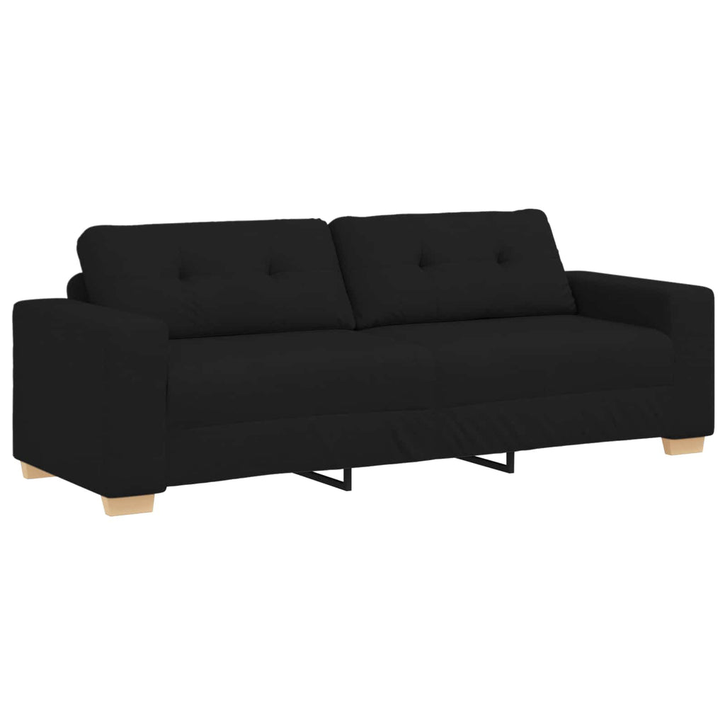 Sofa 3 pcs Schwarz 221 x 80 x 80 cm Leinenmischgewebe