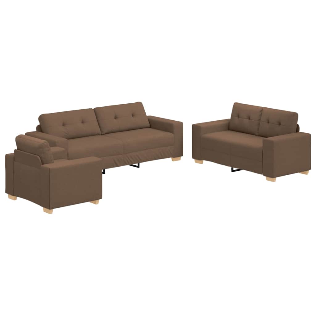 Sofa 3 pcs Braun 221 x 80 x 80 cm Leinenmischgewebe