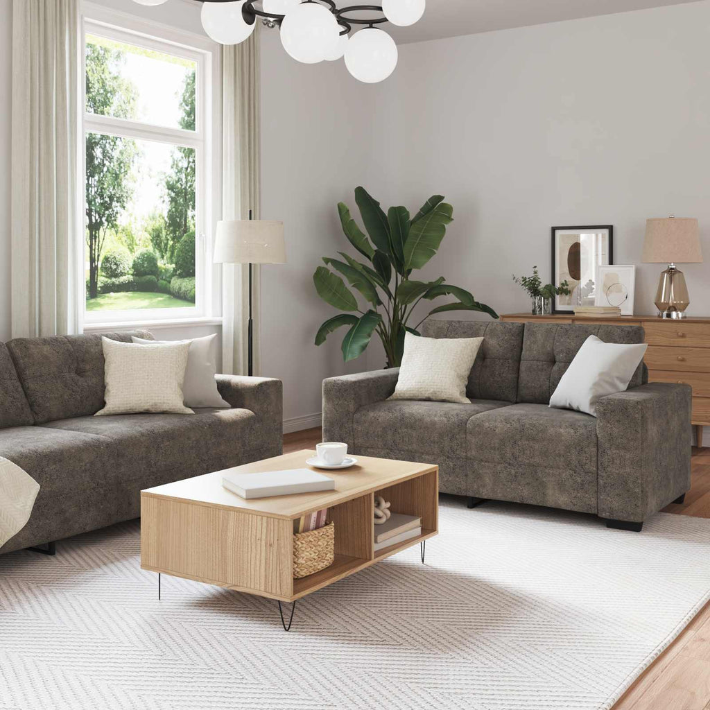Sofa 3 pcs Dunkelgrau 221 x 80 x 80 cm Leinenmischgewebe