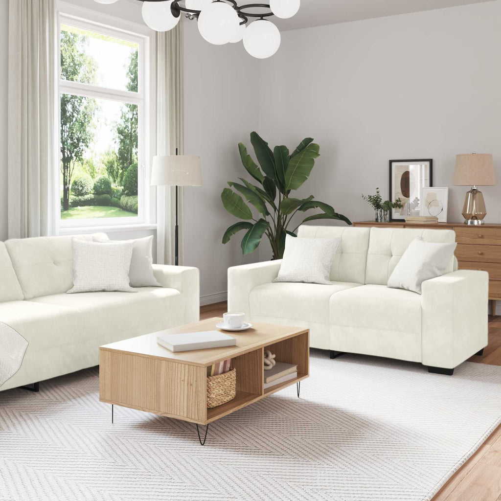 Sofa Set 3 pcs Creme 221 x 80 x 80 cm Samt