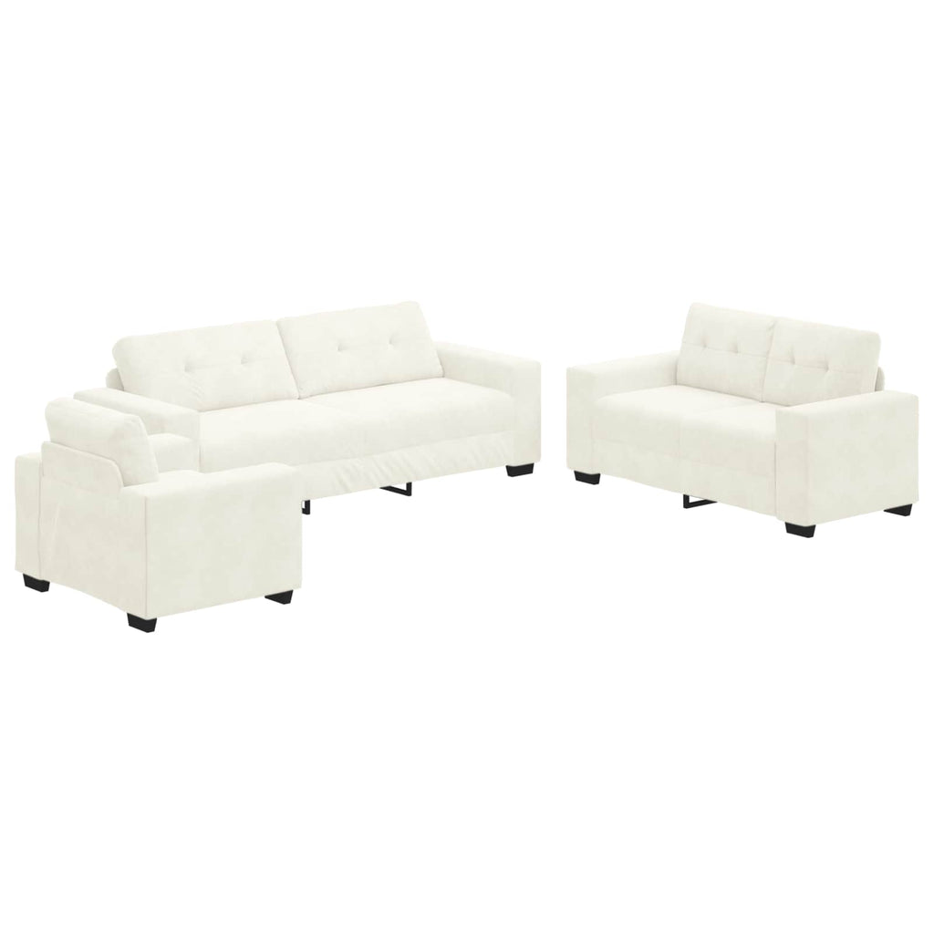 Sofa Set 3 pcs Creme 221 x 80 x 80 cm Samt