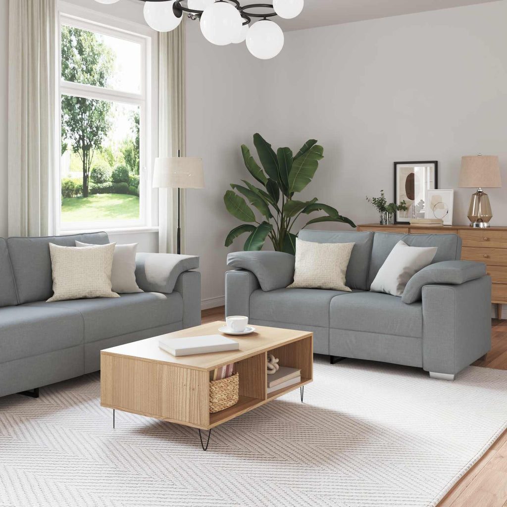 Sofa 3 pcs Hellgrau 219 x 80 x 82 cm Leinenmischgewebe