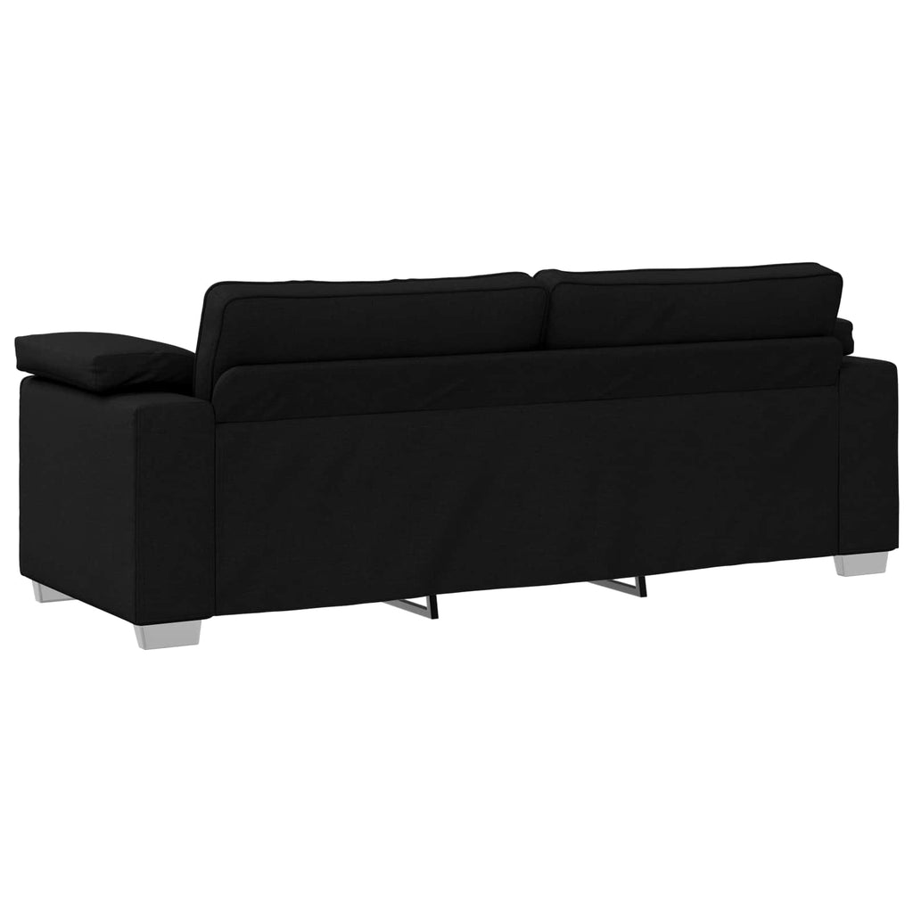Sofa 3 pcs Schwarz 219 x 80 x 82 cm Leinenmischgewebe