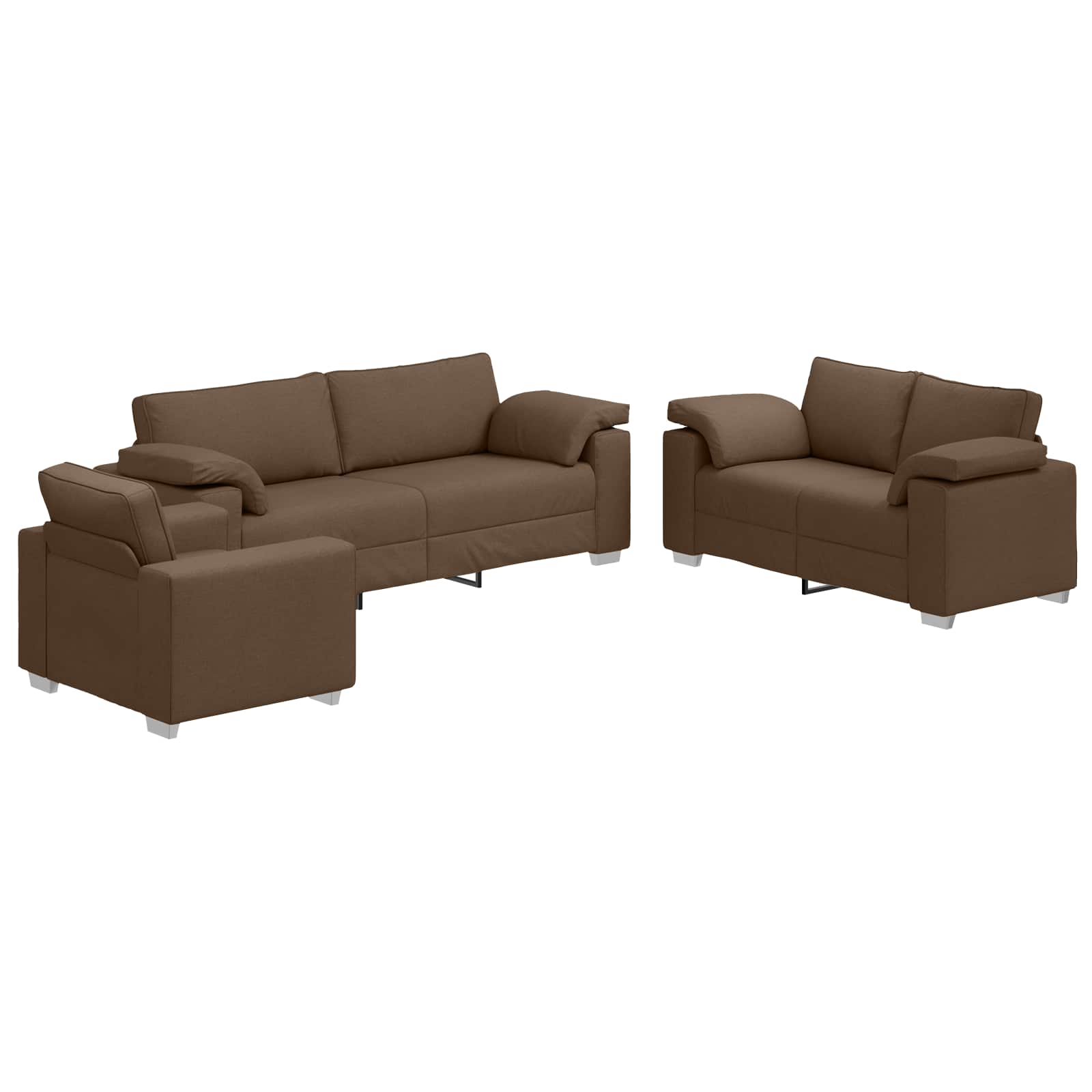 Sofa 3 pcs Braun 219 x 80 x 82 cm Leinenmischgewebe