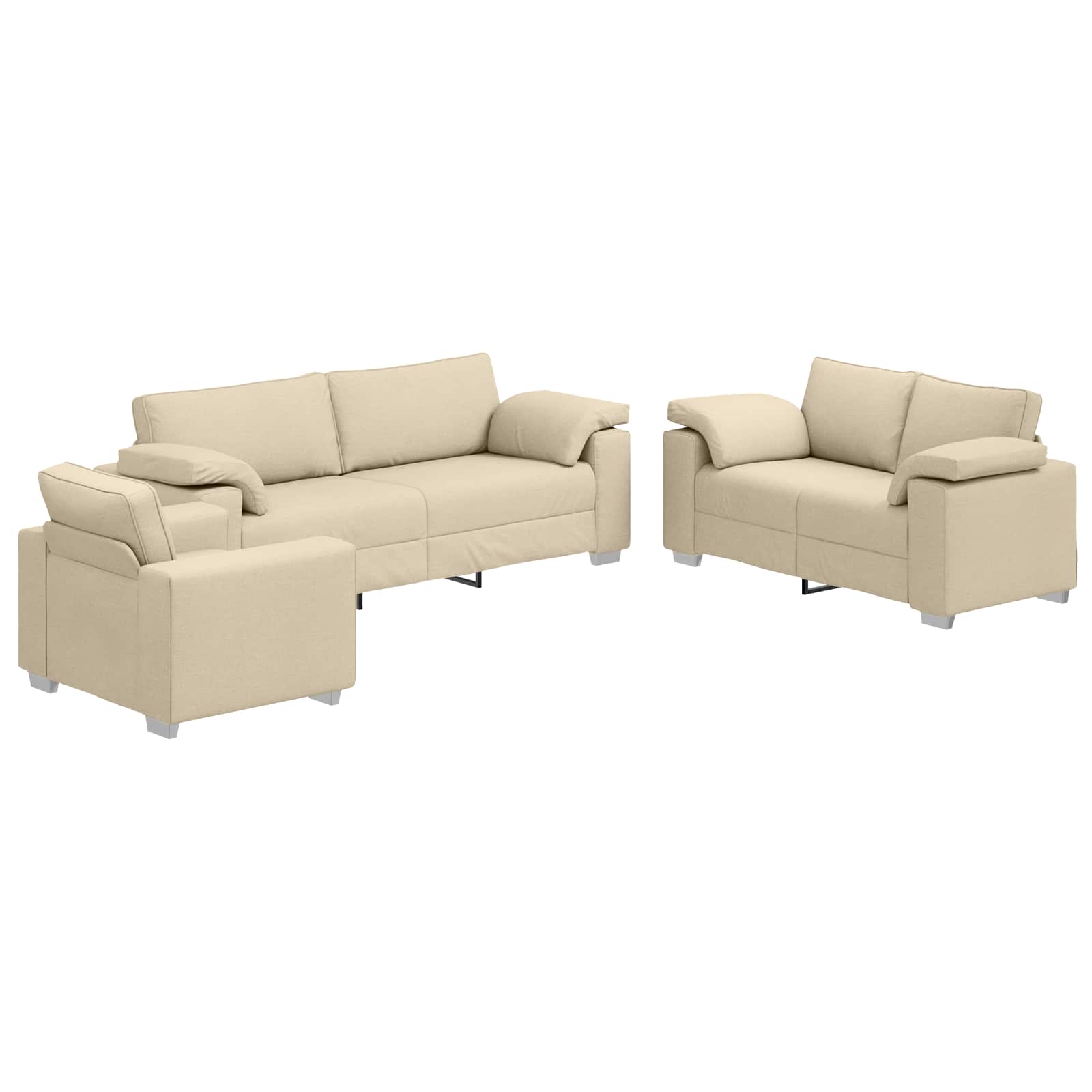 Sofa 3 pcs Creme 219 x 80 x 82 cm Leinenmischgewebe