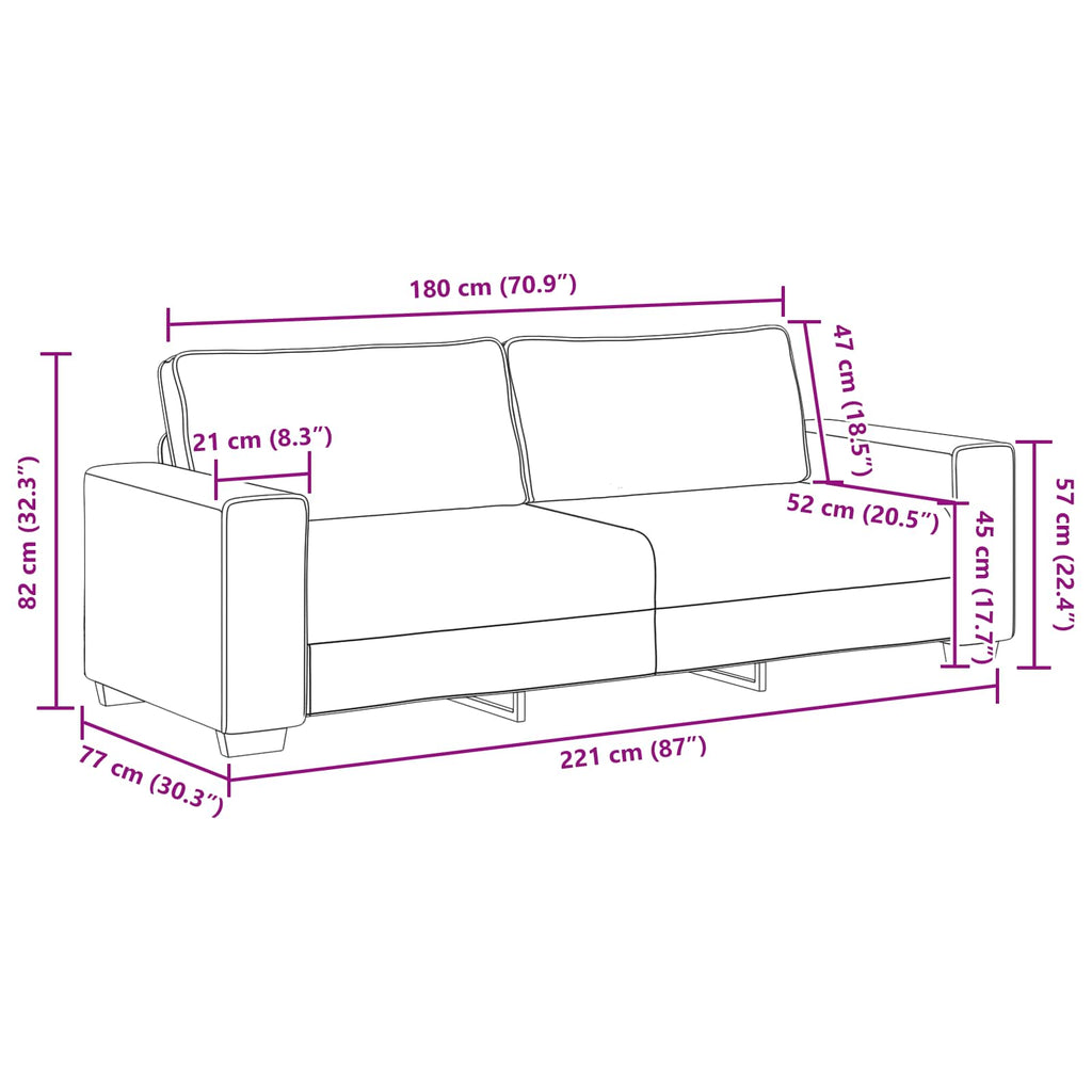 Sofa 2 pcs Beige 221 x 80 x 82 cm Leinenmischgewebe