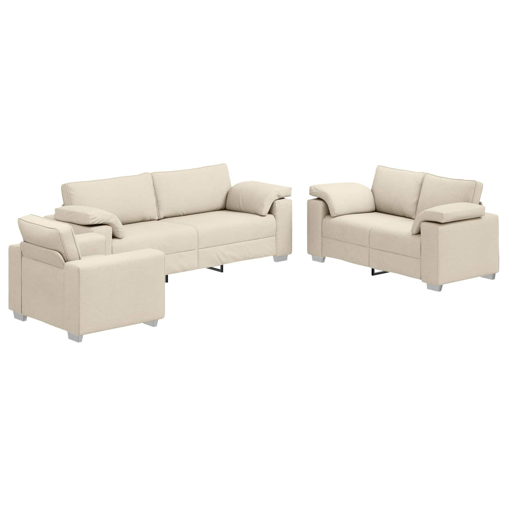 Sofa 2 pcs Beige 219 x 80 x 82 cm Leinenmischgewebe
