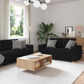 2-teiliges Sofa-Set mit Kissen, schwarzer Stoff