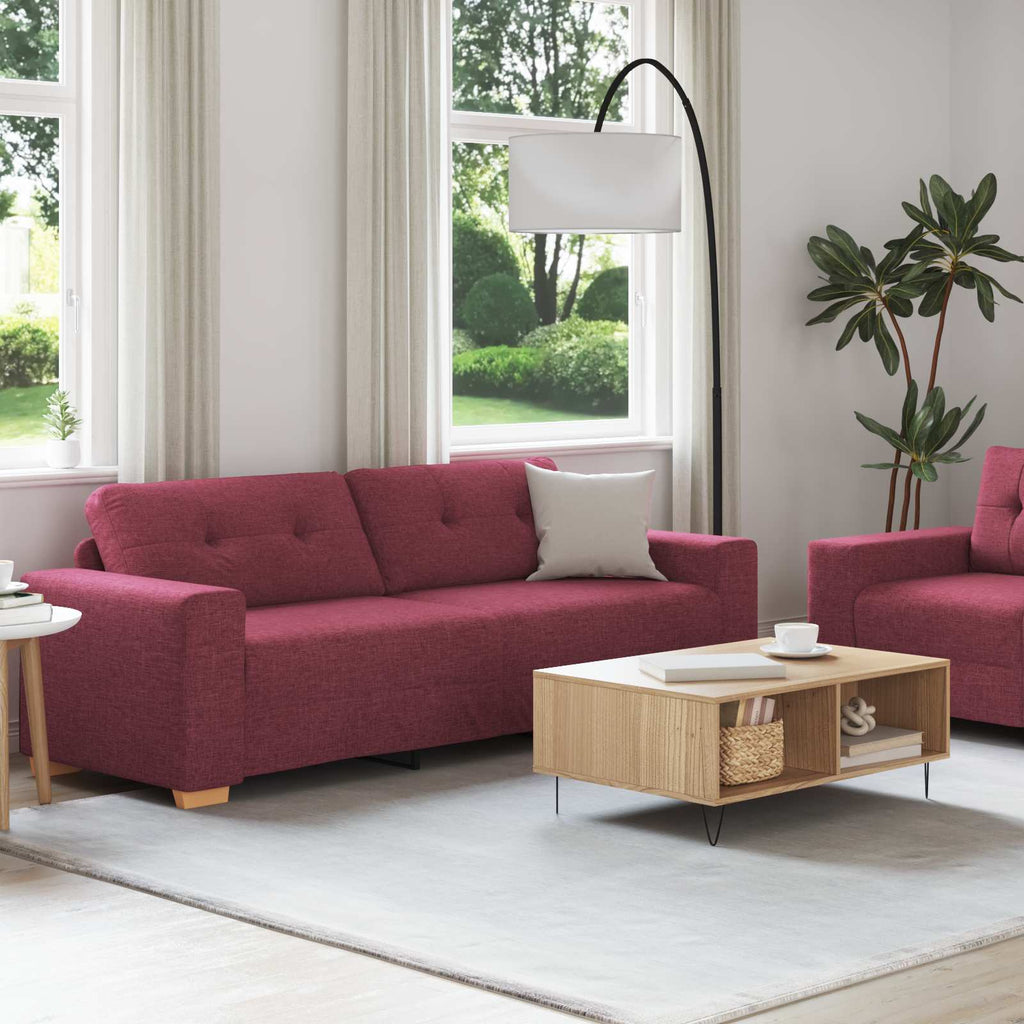 Sofa 2 pcs Weinrot 221 x 80 x 80 cm Leinenmischgewebe
