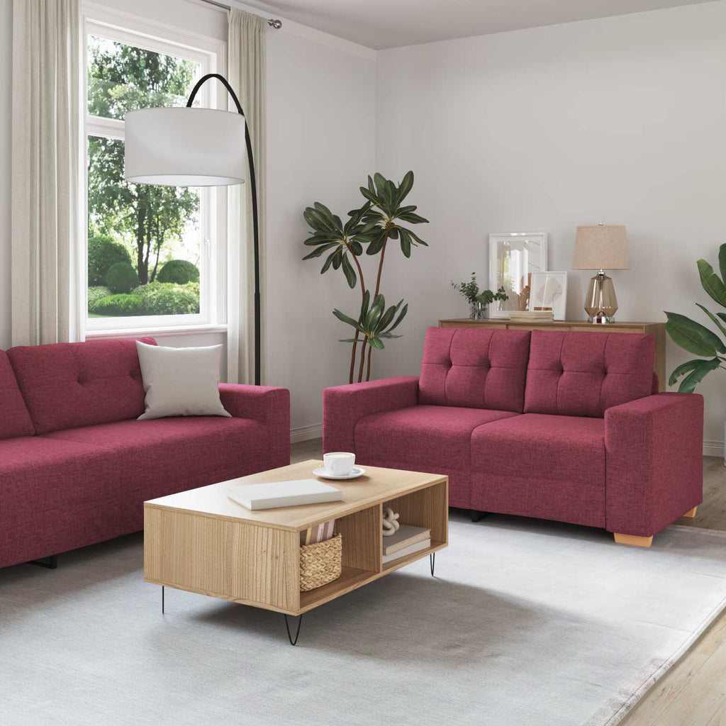 Sofa 2 pcs Weinrot 221 x 80 x 80 cm Leinenmischgewebe