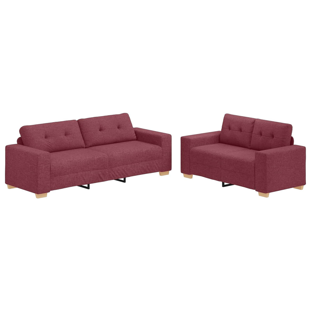 Sofa 2 pcs Weinrot 221 x 80 x 80 cm Leinenmischgewebe
