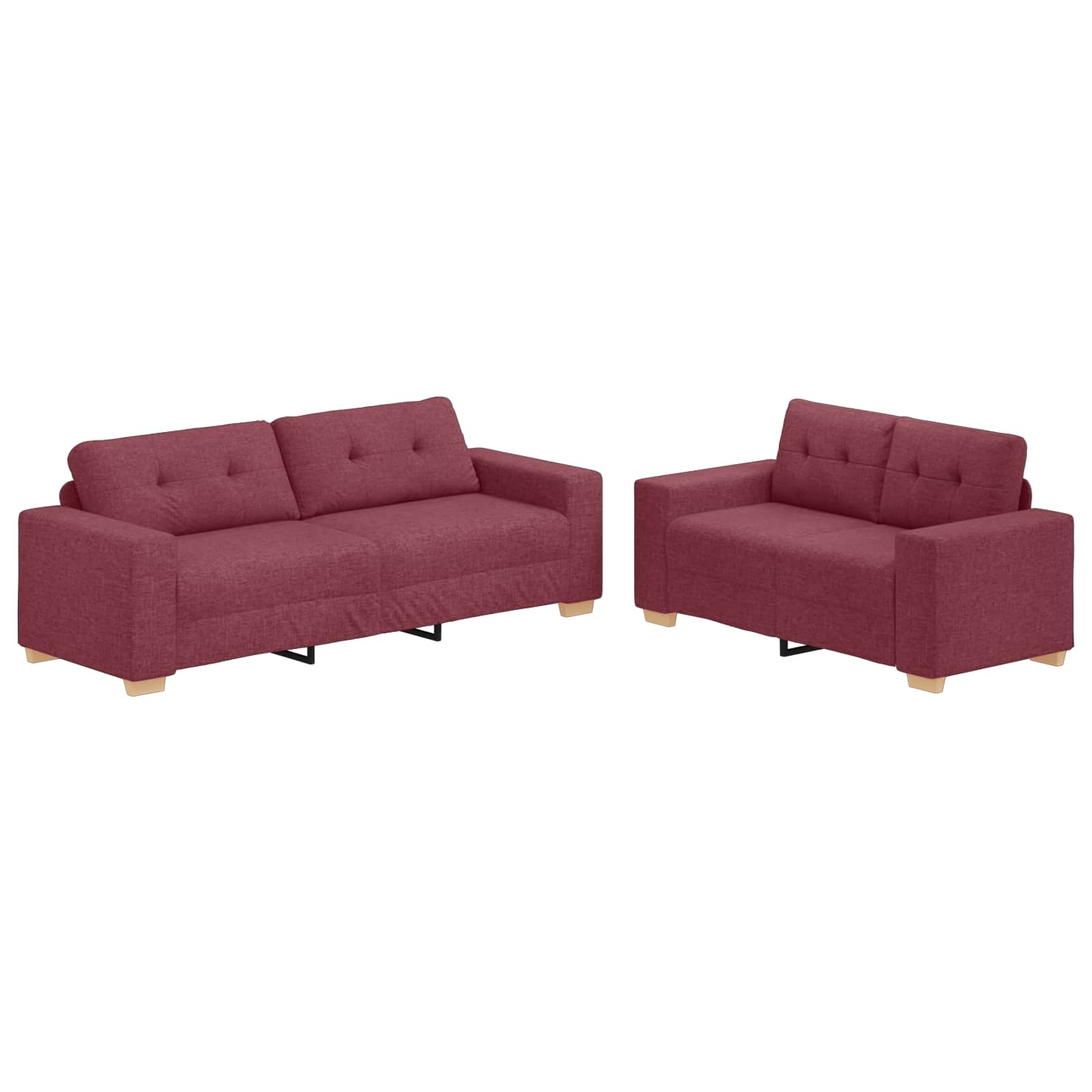Sofa 2 pcs Weinrot 221 x 80 x 80 cm Leinenmischgewebe