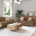 Sofa 2 pcs Braun 221 x 80 x 80 cm Leinenmischgewebe