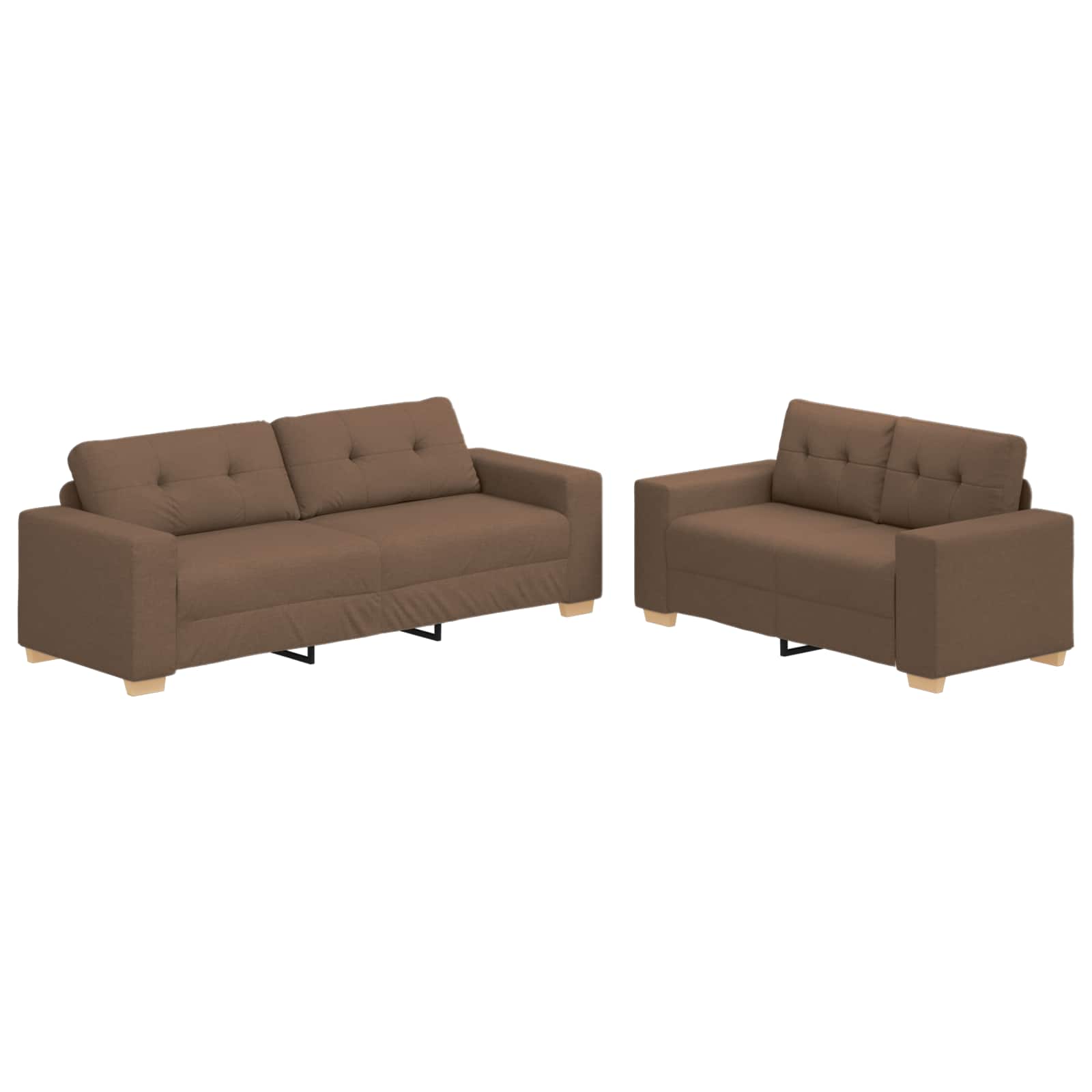 Sofa 2 pcs Braun 221 x 80 x 80 cm Leinenmischgewebe