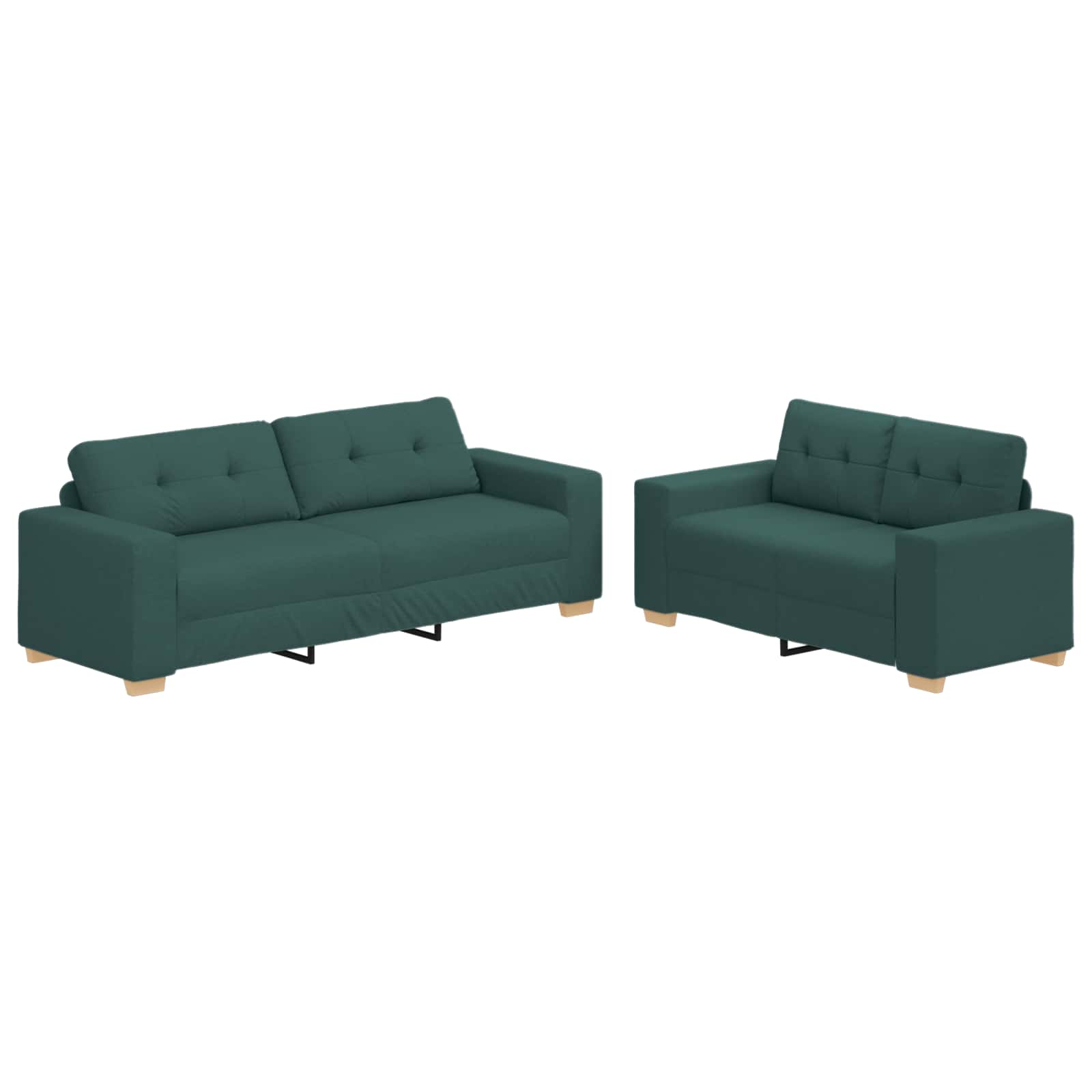 Sofa 2 pcs Grün 221 x 80 x 80 cm Leinenmischgewebe